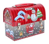 WOONEKY Christmas Tinplate Box for Presents Decorative Candy Box Xmas House Pattern for Wedding Favour and Packaging