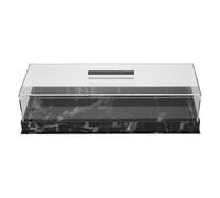WOONEKY Clear Acrylic Rectangular Cake Stand with Marble Base and Dome Lid for Dessert Cheese Fruit Display at Party Kitchen