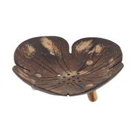 WOONEKY Coconut Shell Soap Dish Petal Style Self-draining Bar Soap Holder for Shower Bathroom Kitchen Sink Decorative Wooden