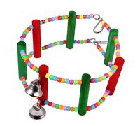 WOONEKY Colorful Ferris Wheel Chewing Toy for Birds Wooden Parrot Swing with Colorful Beads Bird Cage Accessory Vibrant and Chewy Toy for Parrots Macaws and Cockatiels