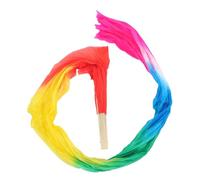 WOONEKY Colorful Lengthened Silk Belly Dance Fan Veil Elegant Long Silk Prop for Dance Performances for Stage and Practice Lightweight and Durable with Frame