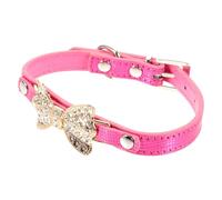 WOONEKY Comfortable Adjustable Dog Collar Rhinestone Bowknot Decor Stylish and Soft Pu Material for Dogs for Parties and Daily Wear