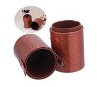 WOONEKY Cosmetics Brush Storage Holder Medium PU Organizer for Makeup Brushes Dustproof Design Capacity for Vanity Travel Series Flash Coffee Color