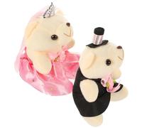 WOONEKY Couple Bear Doll Wedding Decoration 1 Pair Stuffed Plush Pink Crowned Bears Romantic Valentine’s Day Soft Decorative Plush for Wedding Present