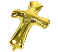 WOONEKY Cross-shaped Aluminum Foil Balloon for Baptism and Easter Religious Decor Leak-resistant Shower Centerpiece Easy to Inflate Cross Balloon for Birthday and Holy Communion