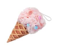 WOONEKY Cute Ice Cream Cone Shape Bath Loofah Sponge for Body Shower, Soft Pe Material Rich Lather, Portable Bath Puff Suitable for Travel and Outdoor Use, Shower Sponge for Children
