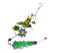 WOONEKY Decorative Glass Bird Feeder with Dual Water and Food Dispensing Function Easy-clean Detachable Outdoor Hanging Feeder for Garden Birds Metal and Glass Design