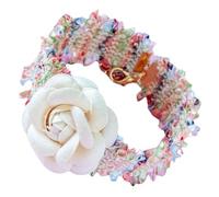 WOONEKY Delicate Cat Collar with Flower Design Knitting Wool Necklace for Outdoor Kittens Chic and Decorative Pet Accessory for Parties and Events