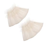 WOONEKY Detachable Mesh Sleeve Cuffs White Elastic Wrist Cuffs for Women Nail Art Decoration Diy Costume Accessory, Removable Faux Lace Shirt Sleeve Extensions for Personal and Bridal Use