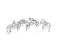 WOONEKY Diamond Embellished Headband for Women Stylish Flower and Leaf Headband