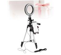 WOONEKY Dimmable LED Ring Light with Tripod Stand and Phone Holder for Selfie Video Live Stream Makeup Compatible with Smartphones USB Powered Aluminum Alloy Frame Random Color
