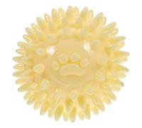 WOONEKY Dog Chew Ball with Thorns Tpr Foam Pet Teething Ring Yellow Sturdy Interactive Training for Dogs Outdoor Chewing and Teeth Cleaning