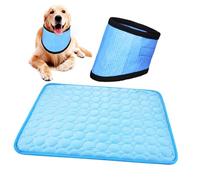 WOONEKY Dog Cooling Bandana Ice Silk Pad Set Pet Cooling Collar Mat for Small to Medium Dogs