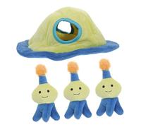 WOONEKY Dog Molar Set Plush Aliens Vocalizing Plaything for Puppies Chew Health Interactive Stress Relief for Dogs Resistant Safe Plush