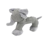 WOONEKY Dog Puppy Toy Grey Elephant Squeaky Plush Sturdy Bite Resistant for Teething and Boredom