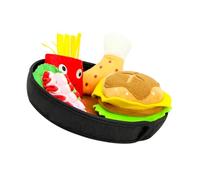 WOONEKY Dog Sound Plaything Hamburger-shaped Pet Bite for Dental Health and Loneliness Relief Interactive Food Hiding Chew to Divert and Entertain Dogs Indoors
