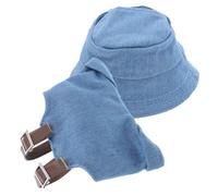 WOONEKY Doll Clothes with Replaceable Mini Hat and Blue Suspender Overalls Adorable Tiny Fisherman Cap for Doll Dress Up Crafts Party