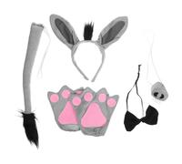 WOONEKY Donkey Costume Set with Plush Donkey Ears Headband Bowtie Tail Gloves for Boys and Comfortable Animal Cosplay Accessory for Halloween Parties Performances and Adorable Design