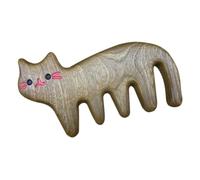 WOONEKY Double-Sided Wooden Cat Massage Comb for Scalp Therapy Portable Wide Tooth Hair Detangler for Men and Women Hand-Carved Tapered Design