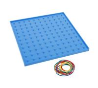 WOONEKY Dual Sided Geoboard with Pegs Blue Educational Math Learning for Includes Rubber Bands Skill Development Tool for Elementary Students Visual Shape Puzzle Board for Classroom and