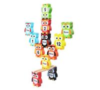 WOONEKY Educational Boys and Girls Toys Bright Wooden Blocks Stacking Blocks for Toddlers