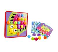WOONEKY Educational DIY Mushroom Nail Pegboard Puzzle with Colorful Buttons Pattern Cards Tray Preschool Fine Motor Skills for Montessori Early Development Activity and Shape Random Color