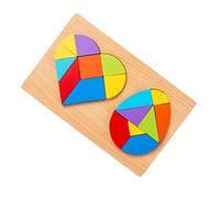 WOONEKY Educational Shape Matching Puzzle Wooden Tangram for Heart and Egg Shapes Creative Plaything for Preschool Learning and Imagination Development