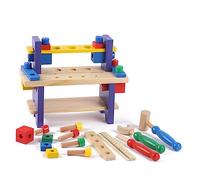 WOONEKY Educational Wooden Screw Assembling Workbench Safe Smooth Surface Tool Kit for Enhances Thinking Hand Skills for Boys Playtime