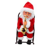 WOONEKY Electric Musical Santa Claus with Wheelchair and Saxophone Xmas Figurine for Holiday Decor and Creative Imaginative Play Sturdy Christmas Ornament for Party Display and Festive