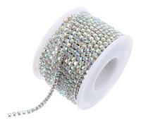 WOONEKY Electroplated Alloy Rhinestone Chain 10m Roll 3mm Ss12 Silver Base White Ab Color for Wedding Party Jewelry Craft DIY Embellishment Trim