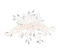 WOONEKY Elegant Pearl Diamond Hair Comb Perfect Bridal Wedding Headdress Fashion Headwear Accessory for Women (silver)