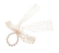 WOONEKY Elegant Pearl Hair Tie with Net Yarn Lace Bow and Women Ponytail Holder Stylish Hair Accessory Versatile Wristband