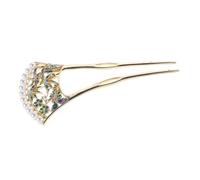 WOONEKY Elegant U Shaped Traditional Chinese Hairpin with Pearl Accents Artistic Hollow Fan Design for Bridal and Party Hairstyles Lightweight and Durable Headdress Accessory