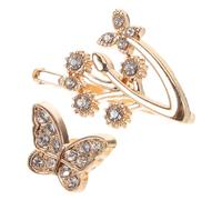 WOONEKY Elegant Watch Band Charms with Rhinestone Butterfly Studs Stylish Silicone Bracelet Embellishments for Women Watch Straps Easy to Attach Decorative Rings for Fashion Accents