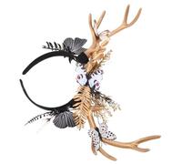 WOONEKY Exaggerated Reindeer Headband with Butterfly Flowers Lightweight Cute Deer Ears Hairband for Holiday Cosplay Christmas Halloween Party Favor Unique Festive Decoration Accessory