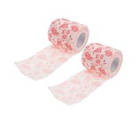 WOONEKY Floral Toilet Paper Rolls Wood Pulp Paper Material 2pcs with Rose Flower Print Reliable Performance and Moisture Retention, for Holiday Celebrations and Weddings Bathroom Use
