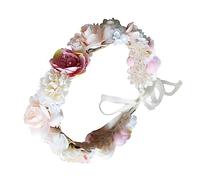 WOONEKY Floral Wreath Flower Headwear Adult Hawaiian Bunting Festivals Hair Band Lifelike Floral Headband Beach Party Accessory