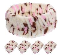 WOONEKY Fluffy Face Washing Headbands Leopard Print Wristbands Hairband for Washing Face Spa Wash Bands