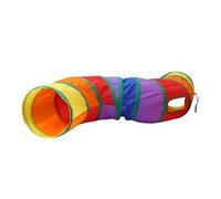 WOONEKY Foldable Rainbow Cat Tunnel Tube S-shaped Channel for Indoor Cats Space-saving Kitten Play Tube Interactive Rainbow Color for Pet Entertainment