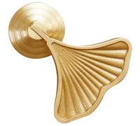 WOONEKY Ginkgo Leaf Gold Cabinet Knob Single Hole Brass Wardrobe Handle Creative Drawer Pull for Cupboard Furniture