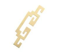 WOONEKY Golden Brass Chinese Style Cabinet Handle with Hollow Retro Pattern, Single Wardrobe Drawer Pull for Kitchen Cupboard, Traditional Chinese Furniture Hardware