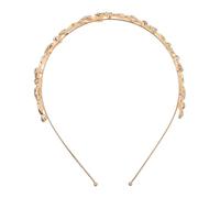 WOONEKY Golden Leaf Headband Rhinestone Bridal Tiara Baroque Wedding Hair Accessories for Bride Goddess Costume Prom Party