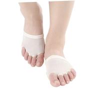 WOONEKY Half Palm Gymnastics Shoes Set for Belly Dance and Ballet Foot Thongs with Breathable Polyester Microfiber Dance Socks Slip Suede Sole for Yoga Pilates Beige
