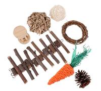 WOONEKY Hamster Chew Rattan Balls Sticks Carrot Drum Playthings for Small Animals Like Mice Gerbils and Rats Safe Pet Chew for Healthy Teeth and Digestion