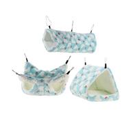 WOONEKY Hamster Hammock and Tunnel Nest Set with Plush Cotton, Warm Hanging Bed for Sugar Gliders, Rats, Guinea Pigs, and Small Pets - Soft 3pcs Winter Hideout for Cage Accessories