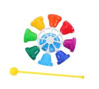 WOONEKY Hand Bell Educational Musical Instrument Octave 8-tone with Assorted Colours Easy to Ring and Loud Sound Lightweight Metal Construction for School Use