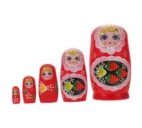 WOONEKY Hand-painted Wooden Russian Nesting Dolls Set Colorful Strawberry Girl Matryoshka Handmade Stacking Decor and Educational Gift for Collectors