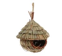 WOONEKY Handmade Parrot Nest Natural Woven Birdhouse Cozy Hummingbird House for Outdoor Decor Versatile Hanging Bird Shelter Unique Handwoven Design for Garden Patio
