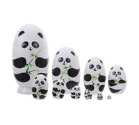 WOONEKY Handmade Wooden Panda Nesting Dolls Set for Stacking with Unique Panda Family Design Travel-friendly Educational Enhancing Coordination and Spatial Skills