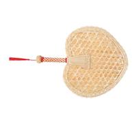 WOONEKY Handmade Woven Wheat Straw Summer Fan Portable Lightweight Handheld Cooling Fan Rustic Chinese Style for Outdoor Parties and Beach Use Elegant Gift and Home Decor